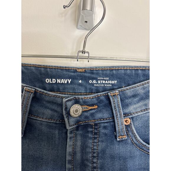 Old Navy OG Straight Jeans Womens Size 4 High-Waisted Built-In Warm Blue - Picture 3 of 4